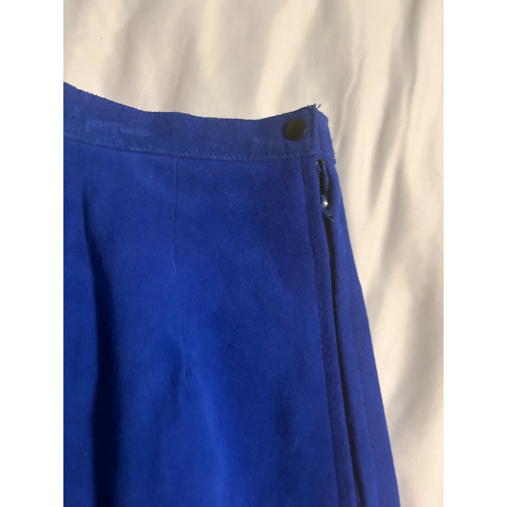 Phoenix Skirt Vintage Suede Royal Blue Side Zip Mini Skirt - Picture 4 of 7